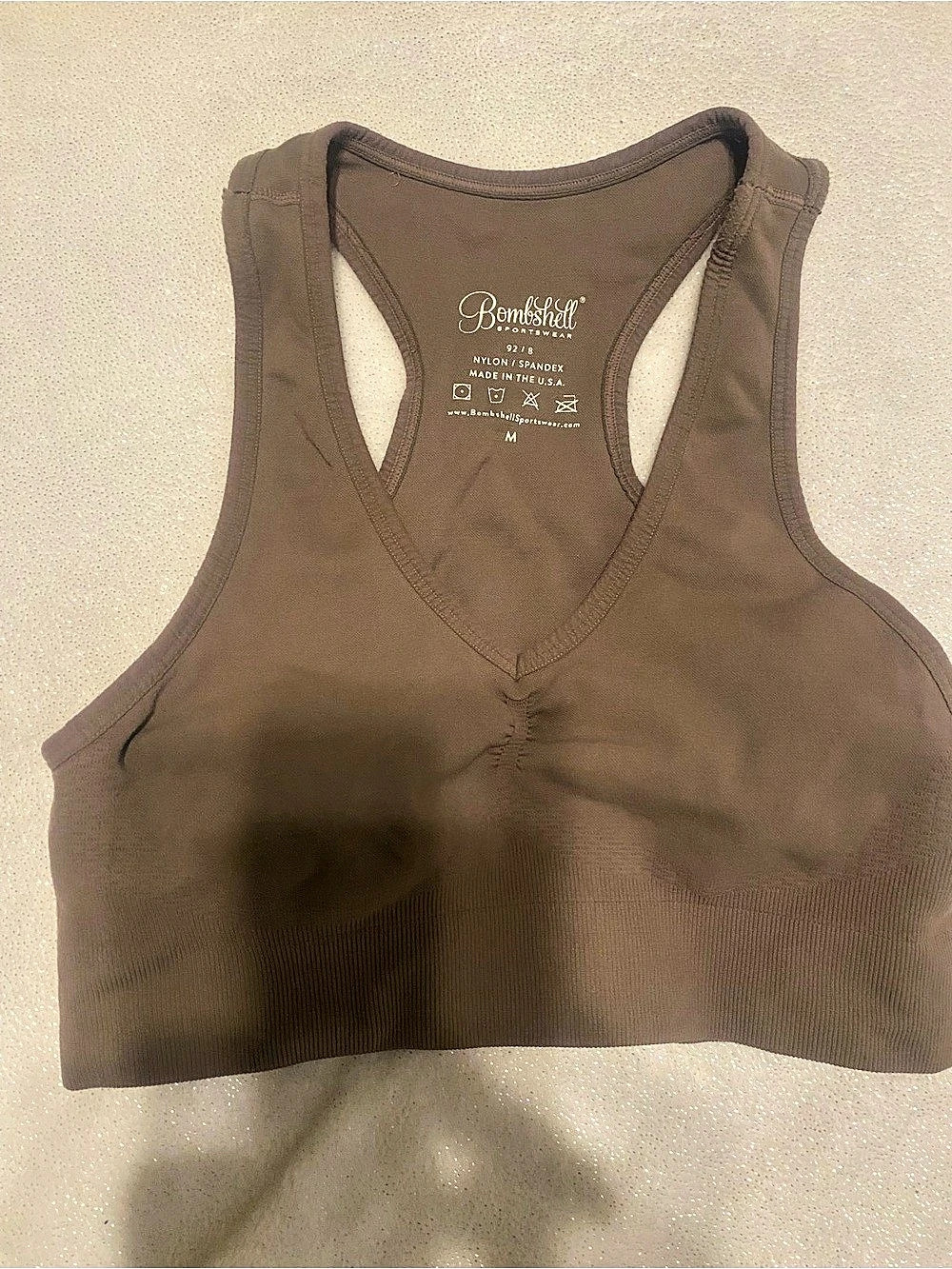 Bombshell Sportswear Racerback Tank Brown Medium